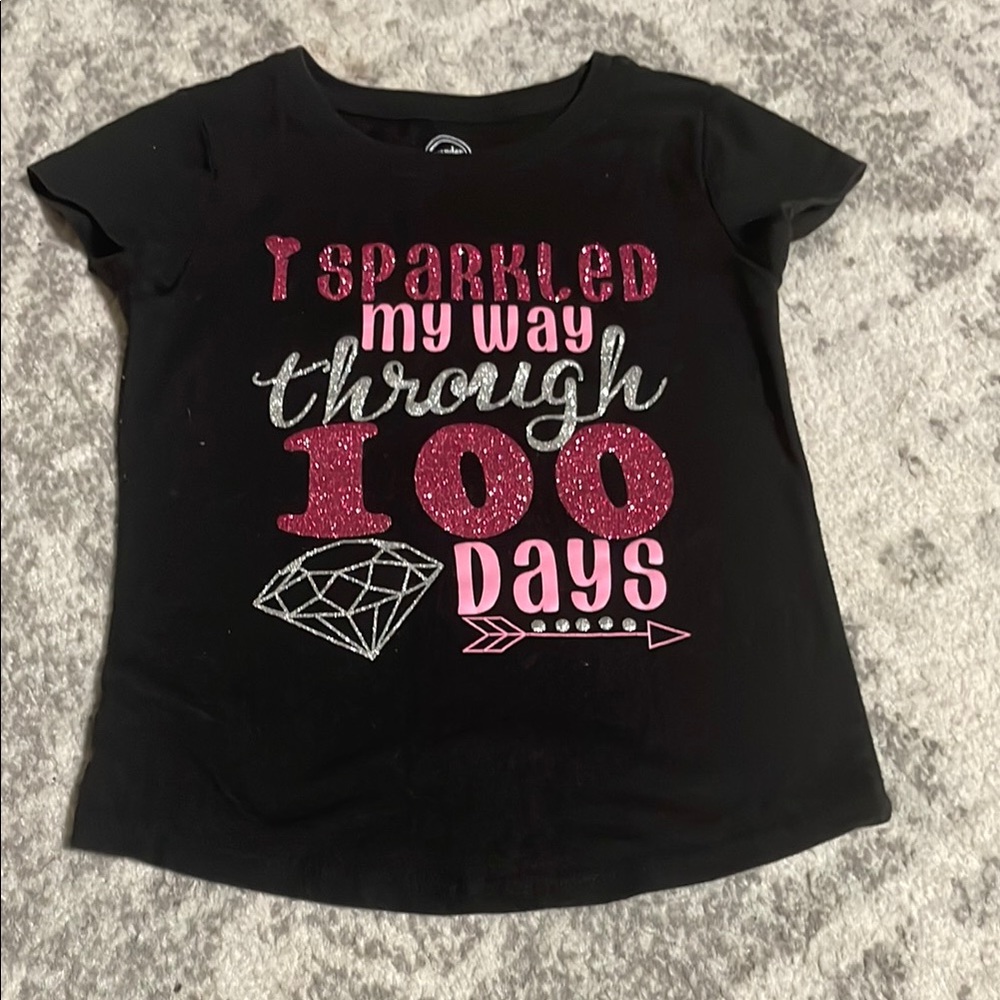 Wonder Nation Black and Pink Short Sleeve Tee with Graphic Design
